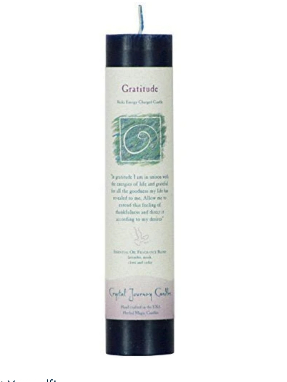 Crystal Journey Gratitude Pillar Candle - Black